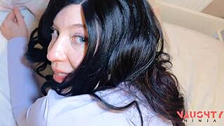 My girlfriend skips anal, but her step-mom takes it deep. Blue-eyed whore loves missionary creampie.