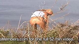 Passing traffic catches a hot naked blonde in full view