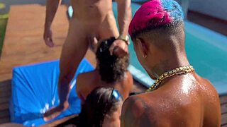 Couple Swap in Pool with Wife and Young Friend