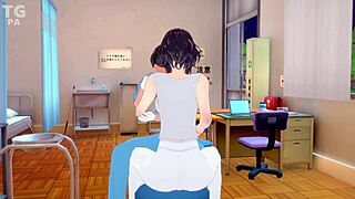 Asian Tg Crossdresser in 3D Anime Infirmary Scene