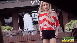 Public Handjob Audition: Blonde Odette Delacroix Strokes Fame at Park for Cumshot