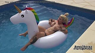 Aviva Rocks Masturbates with Big Tits and Ass on Unicorn