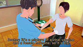 Asian Tg Crossdresser in 3D Anime Infirmary Scene