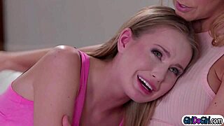 I comfort my young stepteen by letting her suck my tits