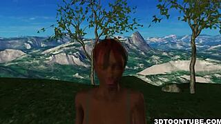 two bi 3d babes lick each other and share cock