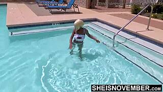 Hot ebony posing naked outdoors with bubble butt