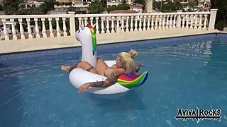 Aviva Rocks Masturbates with Big Tits and Ass on Unicorn