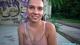 Public Agent Kiara Flow Flashes Legs and Fucks Outdoors
