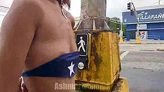 Hairy Armpits Flashing Small Tits Outdoors