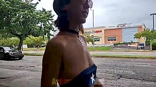 Hairy Armpits Flashing Small Tits Outdoors