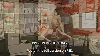 Office romance in 3D adult cartoon with Simlish Dzire voice acting