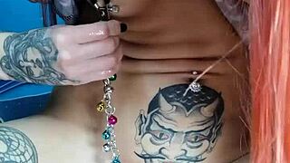 nastya fox fucks herself with unicorn dildo and clips nipples