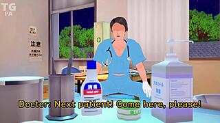 3D animated gender-switching hentai with an Asian Tgirl in a hospital setting