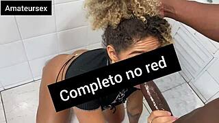 naughty girl sneaks a fuck in the bathroom with a big black cock