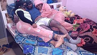 Friends pregnant wife and step sister fucked hard in wild threesome desi haryanvi video.