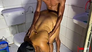 couple enjoys bathroom intimacy with bent over positions