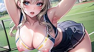hot anime cheerleader motivatin’ ya with transparent cloth n’ pussy play asmr sound
