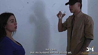 Cuckold Wife Devours Cum from Painter's Huge Cock - Danner Mendez & Silvana Lee