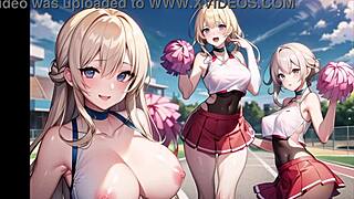 hot anime cheerleader motivatin’ ya with transparent cloth n’ pussy play asmr sound