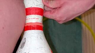German milf uses bowling pin to squirt with intense pleasure