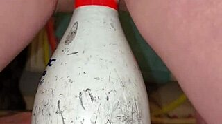 German milf uses bowling pin to squirt with intense pleasure