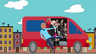 a cougar picked up this lost couple in her van for some fun.