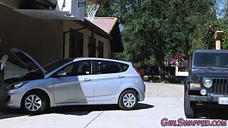 teen sucking big cock bent over for facial