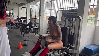 I exercise naked with transgender girl May Hernandez at outdoor party