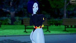 i'm raven with big thighs giving joi and facial in dark forest - teen titans