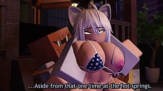 catgirl enjoys a special moment before the fireworks display