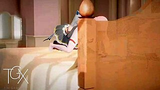 anime gaming with zero two in futanari style