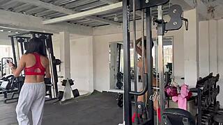 I exercise naked with transgender girl May Hernandez at outdoor party