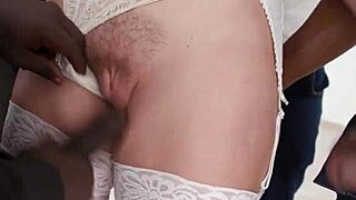 Hairy Pussy Blonde Lisey Sweet Takes Two Black Cocks in Ass Gangbang 🔥