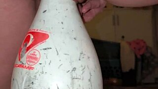 German milf uses bowling pin to squirt with intense pleasure
