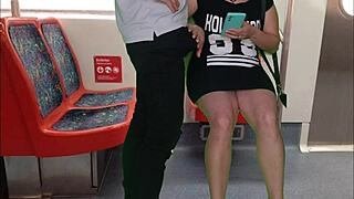 Girl in Dress Without Panties Gives Handjob and Blowjob to Stranger on Train