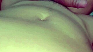 cute couple in homemade video where she jerks boyfriend's dick while fingering herself to orgasm together.