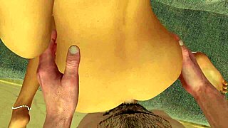 exotic girl fingering her ass before getting anal in a caribbean resort 3d porn 😏