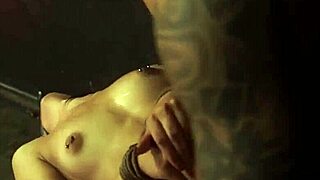 Male slave endures bondage and face farting from petite tattooed teen