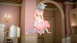 anime gaming with zero two in futanari style