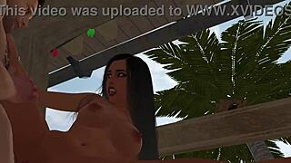 exotic girl fingering her ass before getting anal in a caribbean resort 3d porn 😏