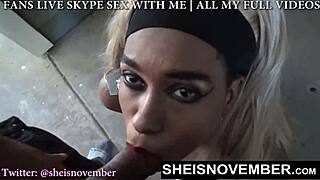 Hey, I caught my stepsister outside and got a risky blowjob!