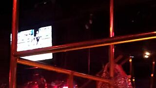 Frankie showcases hot stockings in a retro striptease performance