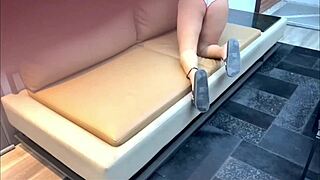 hidden camera shows stepsister's big latina ass in see-through panties while watching tv