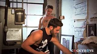 Model gets ass-fucked in threesome, piercing gay hardcore, anal cock fucking