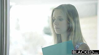 Hey, watch petite blonde Rachel James take her first big black cock bent over!