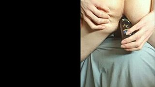 I watched this young twink pleasure himself with a shampoo bottle