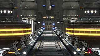 Busty sexy blonde meets EXTREME SEX with android in sci-fi lab