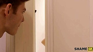 Old and young couple enjoys hot shower and sex