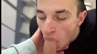 Guy Jerking Off Gets Blowjob