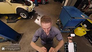 Gay Twink Mechanic Blows Boss Before Anal Fuck in POV
